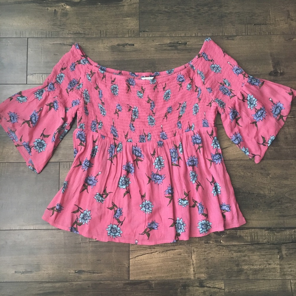 ARIZONA Pink Floral Off the Shoulder Top